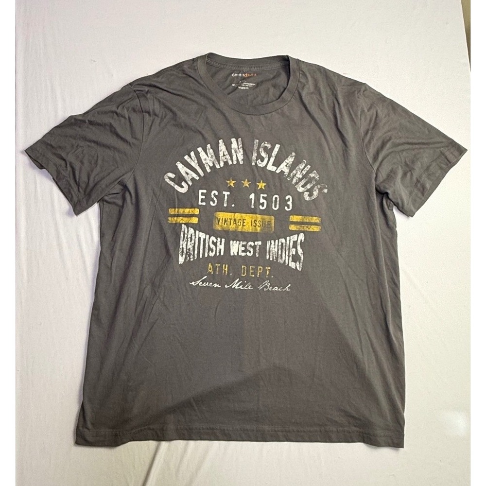 Camp David Cayman Islands British West Indies Graphic T-Shirt Gray Mens XXL-2308